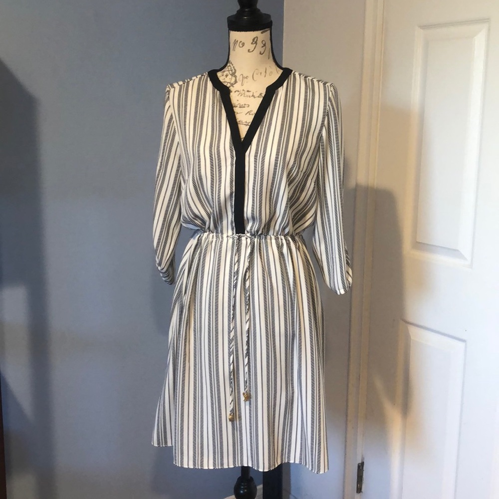 Nice black and white dress.